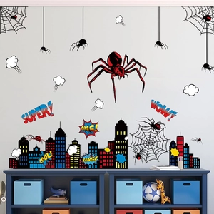 Self-adhesive Spiderman superhero PVC wall stickers for kids room and nursery decor
