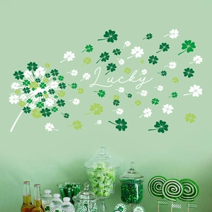 Wandtattoo zum St. Patrick's Day mit Kleeblatt-Dandelion-Design und Lucky-Schriftzug