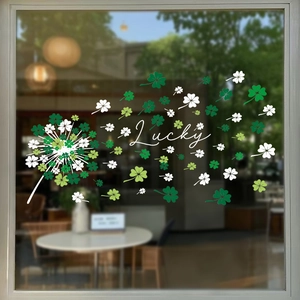 St. Patrick's Day Kleeblatt Fensteraufkleber mit Lucky-Schriftzug für die Hausdekoration