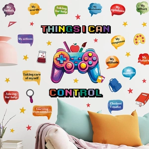 Self-control theme game controller wall stickers for study room decoration