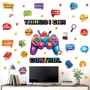 Motivational Things I Can Control Wall Stickers Multicolor Pixel Game Controller Educational PVC Decal For Classroom Decor