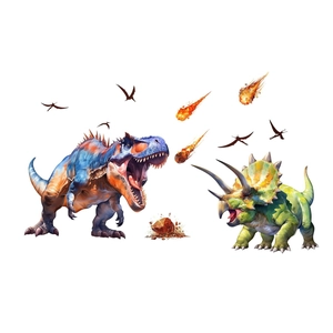 Kids dinosaur wall decals with T-Rex and Triceratops stickers for bedroom decor