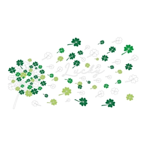 St. Patrick's Day Kleeblatt Löwenzahn Fensteraufkleber mit Lucky Schriftzug Design