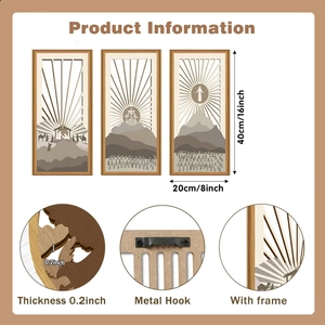 Macro detail of Easter wood wall art panels showing 0.2 inch thickness and metal hooks