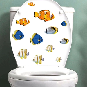 Tropische Fische Ozean Thema PVC Wandaufkleber Selbstklebende Wasserdichte Toiletten Fensteraufkleber Für Badezimmer Deko