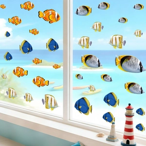 Tropische Fische PVC Wandsticker mit Clownfisch für Badezimmer und Fensterdekoration