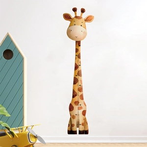 Cute watercolor giraffe height chart wall sticker for kids room measuring 60cm to 130cm
