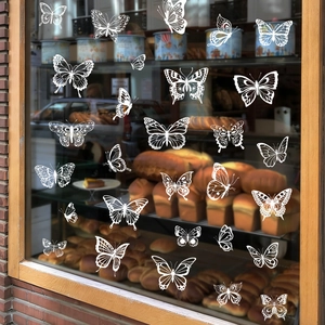 White butterfly static window stickers for glass decor with various elegant butterfly designs