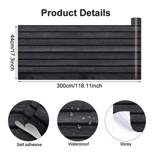 Detail showing self-adhesive backing and waterproof wood grain PVC wallpaper layer