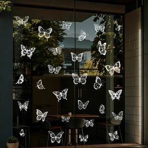 White butterfly static glass window stickers set for elegant spring home window decor