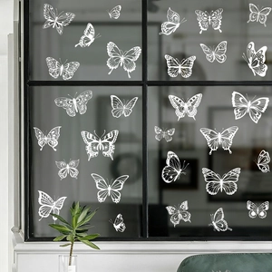 White Butterfly Window Cling Stickers Static PVC Butterfly Decals For Glass Windows Mirror Bedroom Living Room Decor