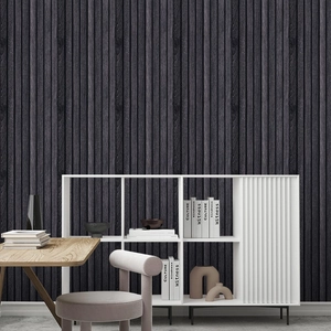Modern charcoal wood grain self-adhesive PVC wallpaper for living room wall decoration