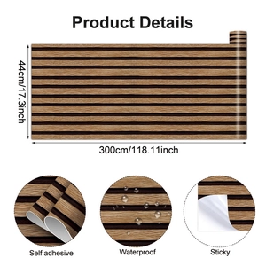 Detail view of 44x300cm wood grain self-adhesive wallpaper with waterproof texture