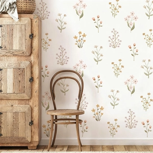 Stickers muraux bohèmes avec fleurs sauvages à l'aquarelle pour déco de chambre