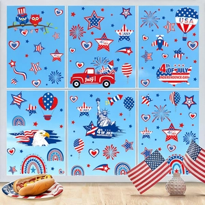 Fensterbilder zum Unabhängigkeitstag mit US-Flaggensternen und patriotischen Elementen