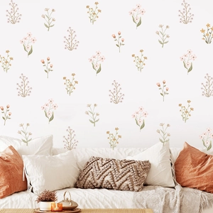 Stickers Muraux Floraux en PVC Boho Pour Chambre de Fille Décalcomanies de Fleurs Botaniques Nordiques Décoration Maison