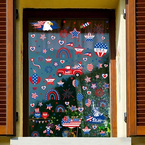 USA Unabhängigkeitstag Fensterbilder mit Flaggensternen und Adlern für die Dekoration