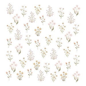 Stickers muraux fleurs bohèmes à l'aquarelle pour chambre de fille avec plantes adhésives