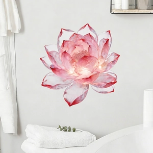 Vue détaillée des pétales de lotus LED roses avec lueur chaude et texture semi-transparente