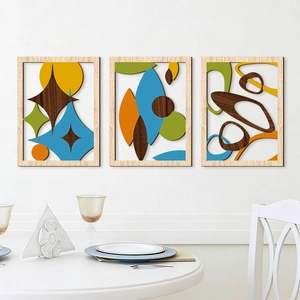 Decorazione Murale Geometrica in Legno Mid-century Modern Arte Astratta 3D a Strati in Legno Per Soggiorno Camera da Letto