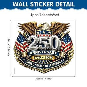 Detail of 250th Anniversary car window sticker with eagle and US flag 30x26cm decal