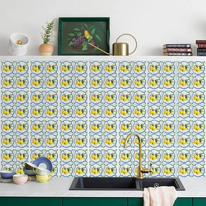 Mediterranean Style Lemon Fruit PVC Wall Stickers Waterproof Oil Proof Self Adhesive Tile Decals For Kitchen Bathroom Home Decor