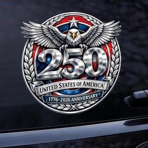 3D metal effect 250th US Anniversary car window sticker with eagle and 1776-2026 text