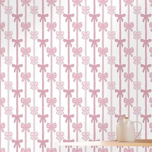 Carta da parati rosa con fiocchi per cameretta con decorazioni murali autoadesive in PVC