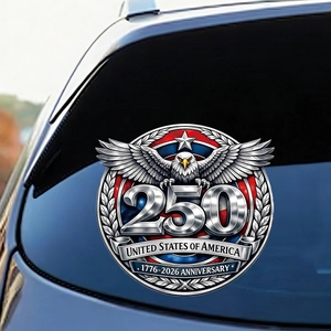 US 250th Anniversary eagle car window sticker with stars and olive branch design