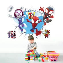 Spider-Man 3D broken wall decal featuring Miles and Gwen for kids room decor