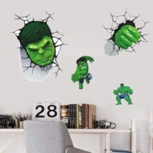 3D Hulk wall stickers set featuring smashing fist and hero poses for kids room decor
