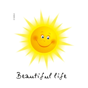 Adesivo murale con sole sorridente e scritta decorativa per cameretta bambini