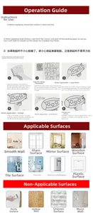 Detailed guide for 3D cartoon wall decal installation with surface compatibility chart