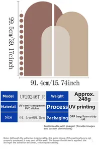 Detailansicht Boho-Bogen-Wandtattoo mit Maßen 91,4x99,5 cm in Morandi-Tönen