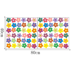 Colorful floral PVC wall stickers set for children room decor, size 80x40cm set