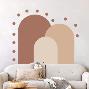 Nordic Bohemian Arched Geometric Wall Sticker PVC Self-Adhesive Mural For Living Room Bedroom Earth Tone DIY Art Decal