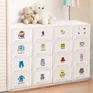 Etiquetas de PVC adhesivas para ropa de niñas con iconos lindos y texto organizador