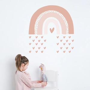 Bohemian Rainbow Heart Wall Stickers For Kids Room Self Adhesive Cartoon Bedroom Background Wallpaper Nursery Decorative Mural