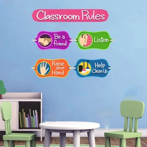 Classroom Rules Wall Stickers PVC Self Adhesive Educational Posters For Kindergarten Preschool School Decoration DIY Art