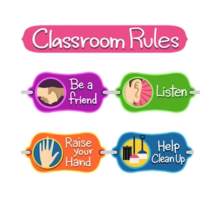 5-piece colorful classroom rules wall stickers for preschool and school wall decor