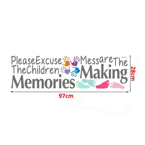 Detail of colorful alphabet wall stickers with size dimensions 97cm x 28cm for kids room