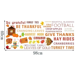 Detailed sheet of Thanksgiving wall stickers with pumpkins and turkeys, 98cm x 40cm size