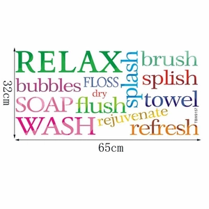 Detailed view showing the layout of self-adhesive colorful bathroom alphabet wall stickers
