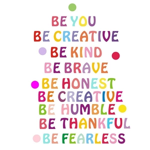 Colorful motivational English quote wall stickers with Be Creative and Be Kind for kids room