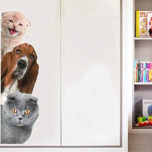 3D realistic peeping cat and dog wall decals for creative home corner decoration
