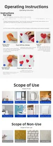 Guide for applying red heart wall decals with steps and suitable surfaces info