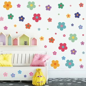 Colorful daisy flower wall stickers for kids bedroom bohemian home nursery decor