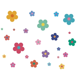Colorful daisy flower wall stickers in bohemian style for kids bedroom home decoration