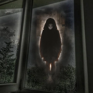 Halloween Horror Ghost Girl Wall Sticker PVC Self Adhesive Scary Misty Shadow Figure Window Decal For Haunted House Home Party Decoration