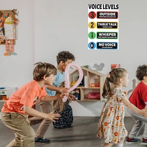 Visual voice levels chart wall sticker for classroom noise management and kids room decor